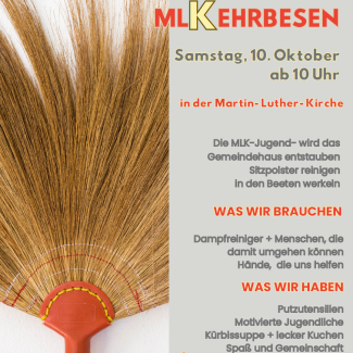 Besen mit Beschriftung, Aktion am 10.10.