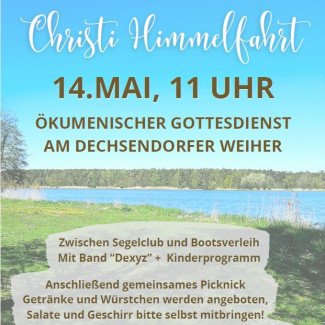 Himmel und See, Aufschrift Einladung zum Gottesdienst