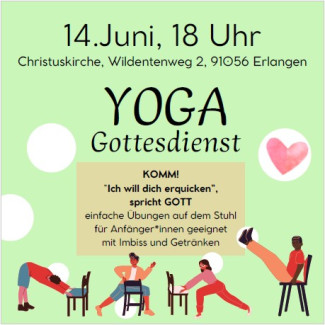 Plakat mit Werbung für den Yoga-Gottesdienst im Juni 2026